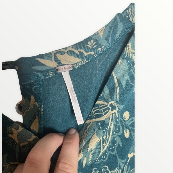 FREE PEOPLE Blue Floral Ruched Long Sleeve Mini Tunic Dress XS - Picture 14 of 14